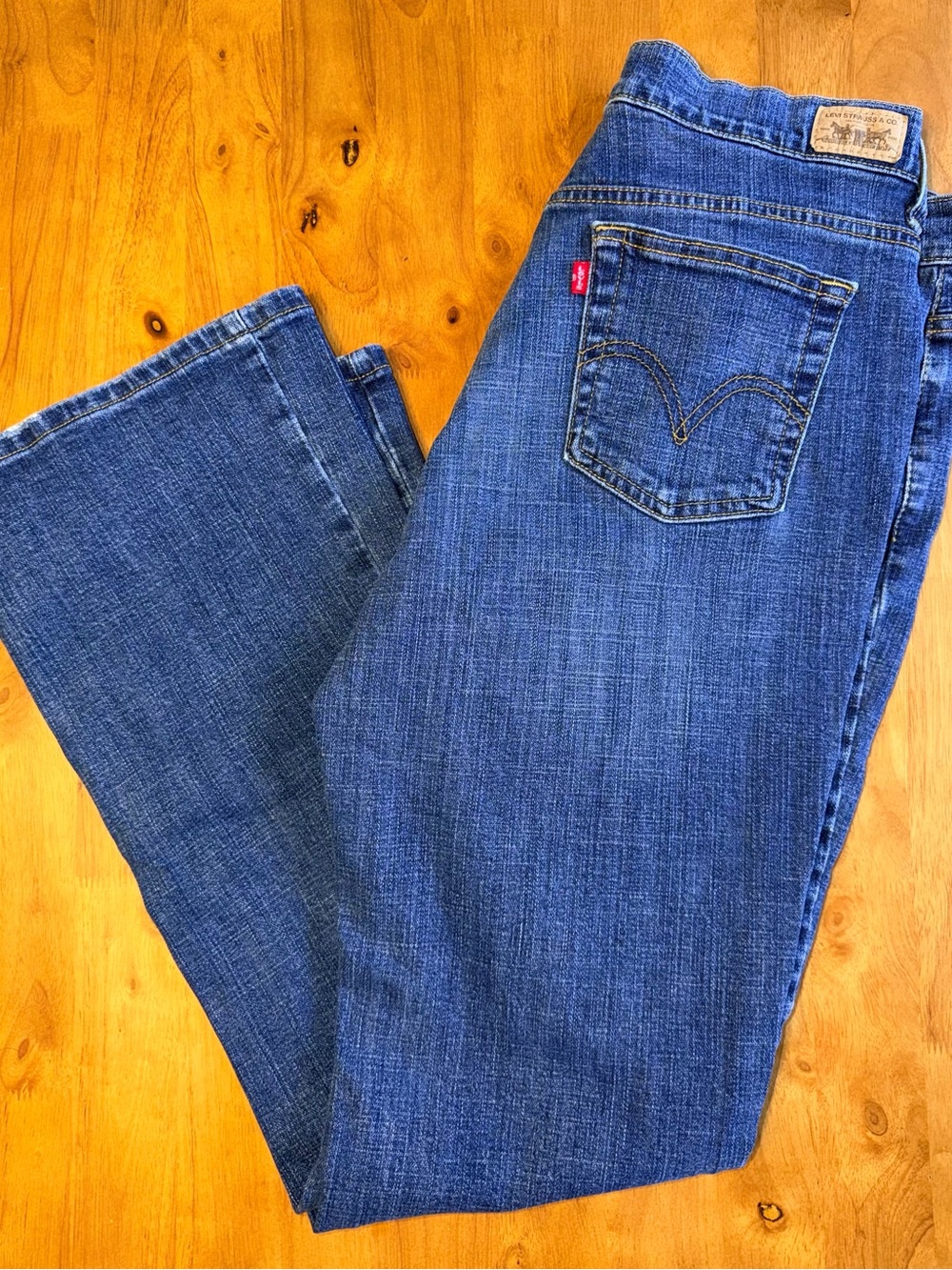 Levis 515 Bootcut Jeans Womens 10 Medium Blue Denim Stretch Mid Rise Pants